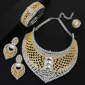 GODKI BIG Super Luxury Chokers 4PC African Necklace Zircon Jewelry Sets For Women Wedding Indian Nigerian Party Jewelry Set 2020