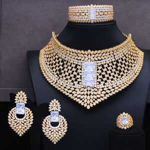 GODKI BIG Super Luxury Chokers 4PC African Necklace Zircon Jewelry Sets For Women Wedding Indian Nigerian Party Jewelry Set 2020