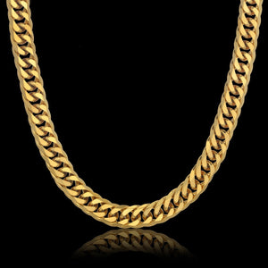 Hip Hop Style 14MM Cuban Chain Necklace & Bracelet Set For Men Gift Wholesale African Dubai Gold Stainless Steel Jewelry Sets