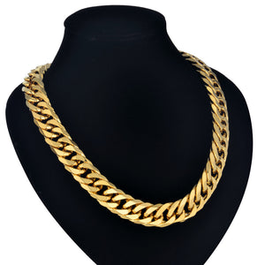 Hip Hop Style 14MM Cuban Chain Necklace & Bracelet Set For Men Gift Wholesale African Dubai Gold Stainless Steel Jewelry Sets