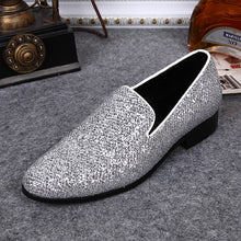 Load image into Gallery viewer, Christia Bella Men Loafers Fashion Genuine Leather Shoes Sequines Dress Office Men Shoes Slip on Pointed Top Personalized Shoes