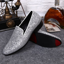 Load image into Gallery viewer, Christia Bella Men Loafers Fashion Genuine Leather Shoes Sequines Dress Office Men Shoes Slip on Pointed Top Personalized Shoes