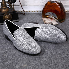 Load image into Gallery viewer, Christia Bella Men Loafers Fashion Genuine Leather Shoes Sequines Dress Office Men Shoes Slip on Pointed Top Personalized Shoes