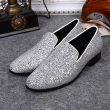 Load image into Gallery viewer, Christia Bella Men Loafers Fashion Genuine Leather Shoes Sequines Dress Office Men Shoes Slip on Pointed Top Personalized Shoes