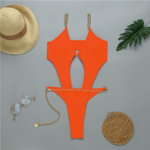 2020 Push up High Cut One-Piece Swimsuit Deep v-neck Bathers Suite New