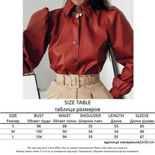 Load image into Gallery viewer, Sweetown Black Faux Leather Blouses Shirt Women Streetwear Covered Button Turn Down Collar Ladies Blouses Manches Bouffantes