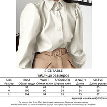 Load image into Gallery viewer, Sweetown Black Faux Leather Blouses Shirt Women Streetwear Covered Button Turn Down Collar Ladies Blouses Manches Bouffantes