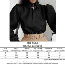 Load image into Gallery viewer, Sweetown Black Faux Leather Blouses Shirt Women Streetwear Covered Button Turn Down Collar Ladies Blouses Manches Bouffantes