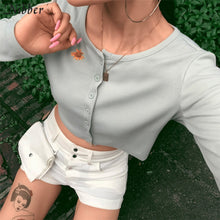 Load image into Gallery viewer, Nibber autumn Solid basic knit full sleeve bottoming shirt women 2019fashion Harajuku girls Single-breasted casual top tee shirt