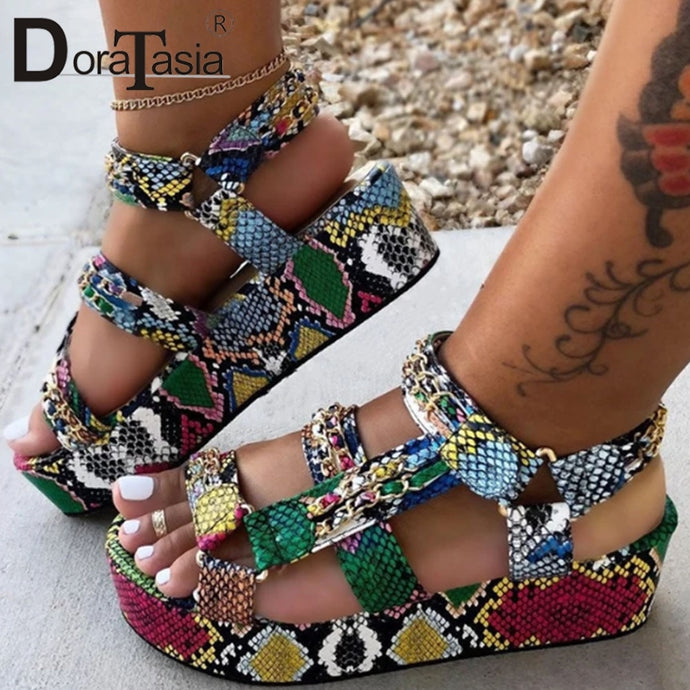 DORATASIA Big Size 34-44 Brand New Luxury Ladies Colorful Wedges Gladiator Shoes Woman Party Wedding Summer Sandals Women 2020