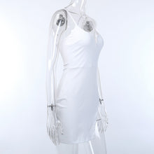 Load image into Gallery viewer, Sexy suspender dress female summer sexy low-cut v-neck open back European and American fashion irregular tight white