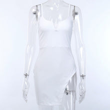 Load image into Gallery viewer, Sexy suspender dress female summer sexy low-cut v-neck open back European and American fashion irregular tight white