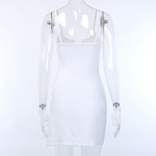 Load image into Gallery viewer, Sexy suspender dress female summer sexy low-cut v-neck open back European and American fashion irregular tight white