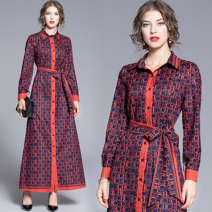 Make spot - loose big European and American fashion joker positioning printed long summer dress shirts