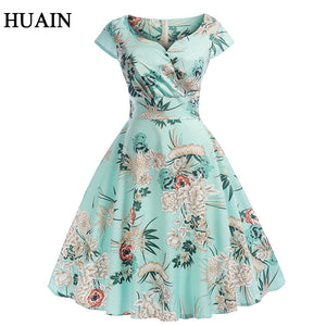 Vintage Fitness Dress Floral Print Women Dress Summer 2019 New European And American Style Fashion Elegant Female Clothing