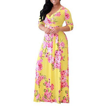 Load image into Gallery viewer, MC 2020 European and American Autumn Ladys Printed Dress New Large Size Dress Women&#39;s Long-sleeved V-neck Waist Dress for Girl