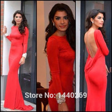 Load image into Gallery viewer, Sexy Mermaid Long Sleeves Red Carpet Celebrity Dresses Backless Evening Dress