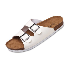 Men & Women Cork Fashion Sandals 2020 Casual Summer Beach Gladiator Buckle Two Straps Shoe Flat Slippers Dropshipping