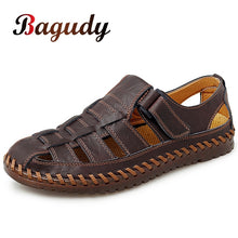 Load image into Gallery viewer, Summer Genuine Leather Men Sandals 2020 Leisure Beach Men Shoes High Quality Breathable Sandals The Men&#39;s Sandals Big size 39-47