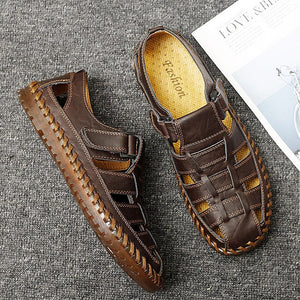 Summer Genuine Leather Men Sandals 2020 Leisure Beach Men Shoes High Quality Breathable Sandals The Men's Sandals Big size 39-47