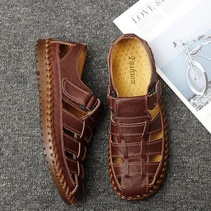 Summer Genuine Leather Men Sandals 2020 Leisure Beach Men Shoes High Quality Breathable Sandals The Men's Sandals Big size 39-47