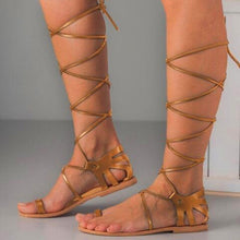 Load image into Gallery viewer, Gladiator Luxury Leather Lace Up Comfortable Flats Beach Sandal