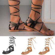 Load image into Gallery viewer, Gladiator Luxury Leather Lace Up Comfortable Flats Beach Sandal