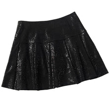 Load image into Gallery viewer, Fashion Women High Waist Floral Printed Sheepskin Genuine Leather Skirt Office Ladies Sexy Mini Skirts Pleated Faldas Plus Size