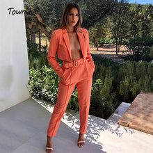 Load image into Gallery viewer, Townlike Casual Women Suits Office Sets Fluorescence Neon Green Suit Women 2020 Crop Top And Pant Suits For Women Blazer Set