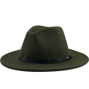 New Women Men Winter Wool Fedora Hat With Leather Ribbon Gentleman Elegant Lady Autumn Wide Brim Jazz Church Panama Sombrero Cap