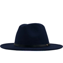 Load image into Gallery viewer, New Women Men Winter Wool Fedora Hat With Leather Ribbon Gentleman Elegant Lady Autumn Wide Brim Jazz Church Panama Sombrero Cap