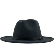 Load image into Gallery viewer, New Women Men Winter Wool Fedora Hat With Leather Ribbon Gentleman Elegant Lady Autumn Wide Brim Jazz Church Panama Sombrero Cap