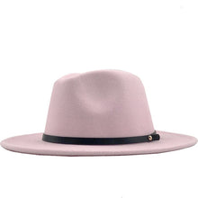 Load image into Gallery viewer, New Women Men Winter Wool Fedora Hat With Leather Ribbon Gentleman Elegant Lady Autumn Wide Brim Jazz Church Panama Sombrero Cap