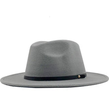 Load image into Gallery viewer, New Women Men Winter Wool Fedora Hat With Leather Ribbon Gentleman Elegant Lady Autumn Wide Brim Jazz Church Panama Sombrero Cap