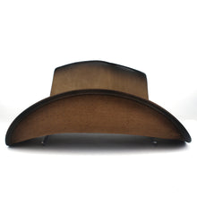 Load image into Gallery viewer, Men 100% Leather Western Cowboy Hat For Gentleman Dad Cowboy Sombrero Hombre Jazz Caps Size 58-59CM With Bull Band