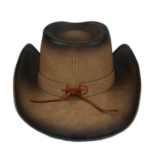 Load image into Gallery viewer, Men 100% Leather Western Cowboy Hat For Gentleman Dad Cowboy Sombrero Hombre Jazz Caps Size 58-59CM With Bull Band