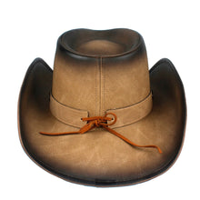 Load image into Gallery viewer, Leather Western Cowboy Hat For Men Fedora Hat Gentleman Dad Sombrero Hombre Jazz Caps Size 58-59CM Drop Shipping