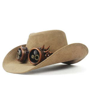 Leather Western Cowboy Hat For Men Fedora Hat Gentleman Dad Sombrero Hombre Jazz Caps Size 58-59CM Drop Shipping