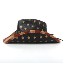 Load image into Gallery viewer, USA American Flag Straw Cowboy Hat For Women Men Western Cowgirl Sombrero Hombre Jazz Caps Size 58CM