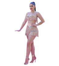 Load image into Gallery viewer, ANJAMANOR Sexy Club Two Piece Set Sequin Fringe Glitter Beach Party Outfits 2 Pcs Set Women Skirt Crop Top Matching Sets D47AG92