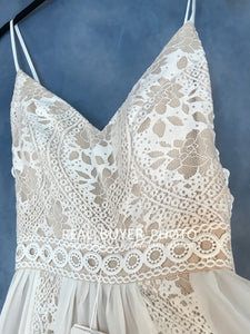 Sexy lace beach bohemian spaghetti straps bridal plus size wedding gown dress REAL PHOTO FACTORY PRICE