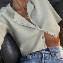 Load image into Gallery viewer, Nibber autumn Solid basic knit full sleeve bottoming shirt women 2019fashion Harajuku girls Single-breasted casual top tee shirt