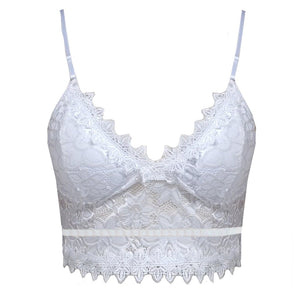 Plus Size Lace Vest Summer Top Wireless Bra Crop Top Women Lingerie Sexy V-Neck Tank Top Tee Crop Top feminino sexy bra