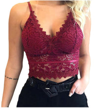 Load image into Gallery viewer, Crop Top Women Plus Size Lace Vest Summer Top Wireless Bra Lingerie Sexy V-Neck Tank Top Tee Crop Top Ladies feminino sexy bra