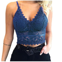 Load image into Gallery viewer, Crop Top Women Plus Size Lace Vest Summer Top Wireless Bra Lingerie Sexy V-Neck Tank Top Tee Crop Top Ladies feminino sexy bra