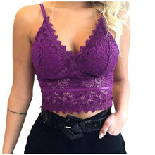 Load image into Gallery viewer, Crop Top Women Plus Size Lace Vest Summer Top Wireless Bra Lingerie Sexy V-Neck Tank Top Tee Crop Top Ladies feminino sexy bra