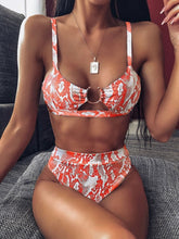 Load image into Gallery viewer, Snake Print High Waist Hollow out Brazilian Bikini Suit