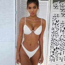 Load image into Gallery viewer, 2020 Bandage Push Up Padded Bra Bikini Set Solid Brazilian Bikini