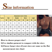 Load image into Gallery viewer, Womens Sheer Mesh Top Tee Casual T-shirts Lady Long Sleeve Turtleneck T Shirt Dots Slim Clubwear Tshirt