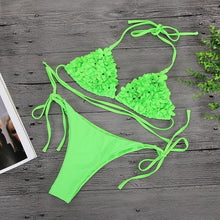 Load image into Gallery viewer, Brazilian 3D Flower Thong Push Up Bandage Swimwear Bikini